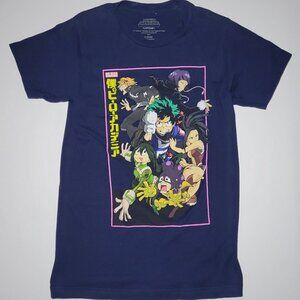 My Hero Academia Funimation Mens Blue Anime Graphics Tee Shirt Size Small 34/36